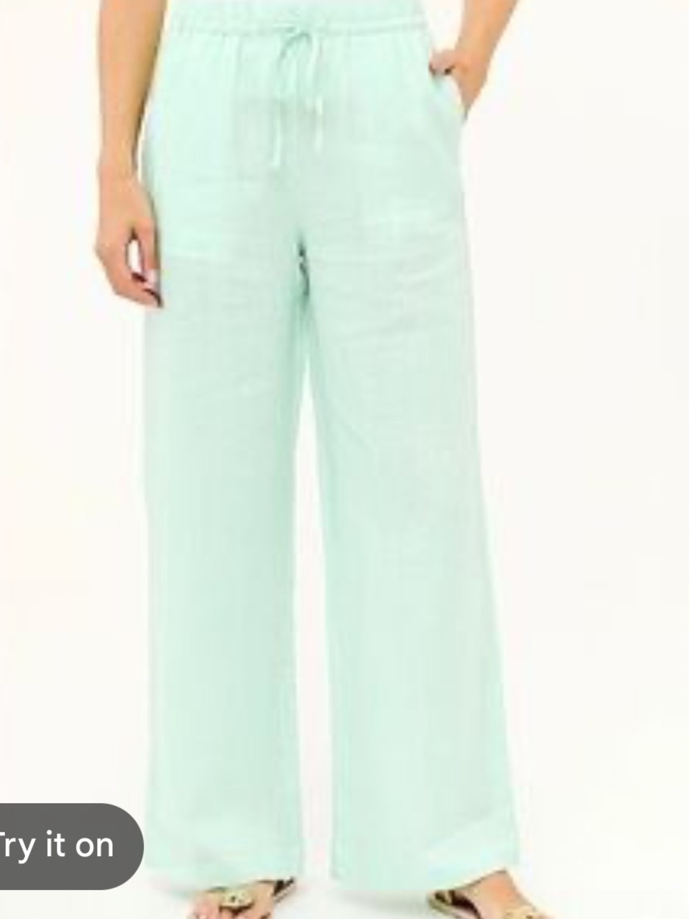 Marciano Light Aqua Drawstring Linen Pants size S